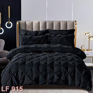 Lenjerie de pat, 2 persoane, finet, UniDeluxe cu pliuri, negru , 230x250cm LF915