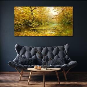 Tablou canvas pădure râu toamna natură