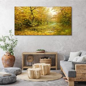 Tablou canvas pădure râu toamna natură
