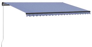 Copertină retractabilă manual, albastru și alb, 500 x 300 cm