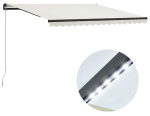Copertină retractabilă manual cu LED, crem, 400 x 300 cm
