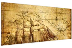 Tablou - Harta veche (120x50 cm)
