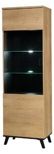 Vitrina SIRAN TYP 2, stejar lefkas, DTD laminat/plastic, 61x40x191 cm