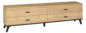 Comoda TV SIRAN TYP 6, stejar lefkas/negru, DTD laminat/plastic, 181x4