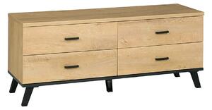 Comoda TV SIRAN TYP 7, stejar lefkas/negru, DTD laminat/plastic, 121x4