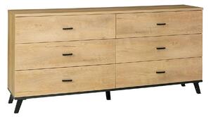 Comoda SIRAN TYP 5, stejar lefkas/negru, DTD laminat/plastic, 181x40x8