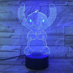 Lampă LED 3D Stitch cu iluminizare în 7 culori