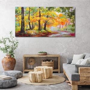 Tablou canvas pădure frunze cale natură