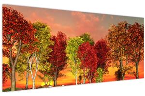 Tablou - Copaci colorate (120x50 cm)