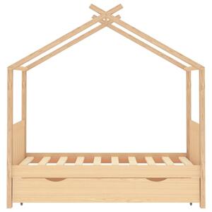 Cadru pat de copii, cu un sertar, 80x160 cm, lemn masiv de pin