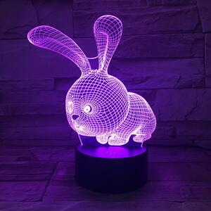 Lampă LED 3D Iepuraș 2 cu iluminizare în 7 culori