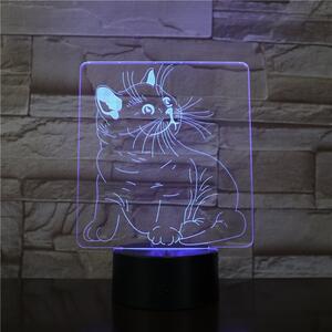 Lampă LED 3D Pisicuță cu mustață cu iluminizare în 7 culori