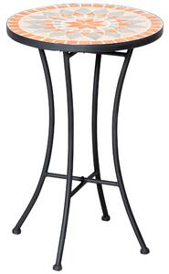 Outsunny Masă Rotundă Laterală Ø35,5cm – Masă de Patio Impermeabilă cu Design Mozaic, Măsuță din Metal pentru Living, Birou, Interior și Exterior – Galben și Gri | Aosom Romania