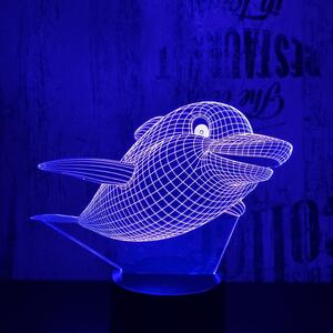 Lampă LED 3D Delfin Zâmbitor cu iluminizare în 7 culori