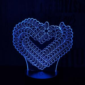 Lampă LED 3D Inimă din ghirlandă cu iluminizare în 7 culori
