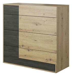 Comoda BAFRA, stejar artisan/pin negru, PAL laminat, 100x40x90 cm
