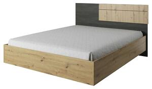 Cadru pat BAFRA 160x200, stejar artisan/pin negru, DTD laminat