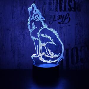 Lampă LED 3D Lup urlător cu iluminizare în 7 culori