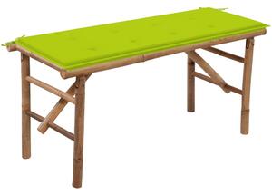 Bancă de grădină pliabilă cu pernă, 118 cm, bambus
