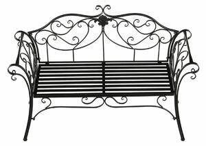 Banca gradina ETELIA, negru, metal, 131x49x89 cm