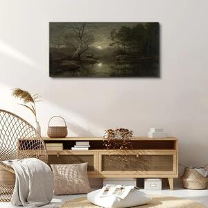 Tablou canvas lună copaci natura râu