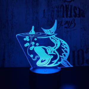 Lampă LED 3D Pește mare cu iluminizare în 7 culori