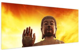 Tablou - Buddha cu fundal roșu și galben (120x50 cm)