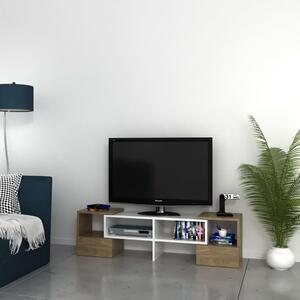 Homemania Comodă TV Fold, 141,2x29,7x38,8 cm, alb și nuc 8681285909183