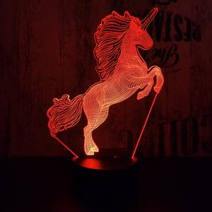Lampă LED 3D Unicorn săritor cu iluminare în 7 culori