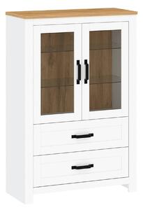 Vitrina LANZETTE K, alb/stejar craft auriu, DTD laminat, 94x41x140 cm