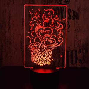 Lampă LED 3D Cutie Cadou Love You cu iluminizare în 7 culori