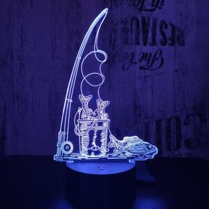 Lampă LED 3D Pescar cu pește cu iluminizare în 7 culori