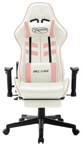 Scaun pentru jocuri, alb și roz, piele artificială