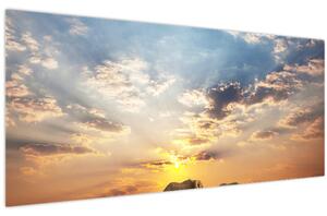 Tablou - Elefanți rătăcind în savană (120x50 cm)