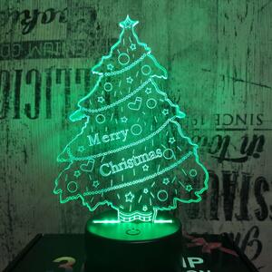 Lampă LED 3D Brad de Crăciun cu iluminizare în 7 culori
