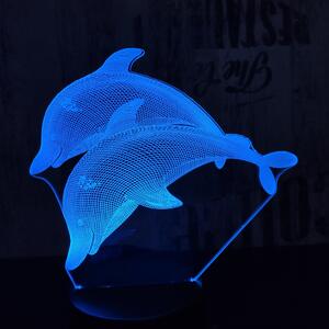 Lampă LED 3D Pereche de delfini înotând cu iluminizare în 7 culori