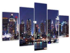 Tablou - Zgârie-nori din New York iluminate (150x105 cm)
