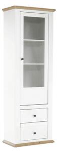 Vitrina LEON MZ4, alb/stejar deschis, PAL laminat, 70x40x200 cm