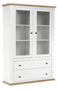 Vitrina LEON MZ5, alb/stejar deschis, PAL laminat, 125x40x180 cm