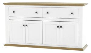 Comoda LEON MZ10, alb/stejar grand, DTD laminat, 160x45x87 cm