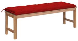 Bancă de grădină, cu pernă roșie, 150 cm, lemn masiv de tec