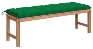 Bancă de grădină, cu pernă verde, 150 cm, lemn masiv de tec