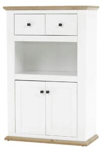 Comoda LEON MZ8, DTD laminat, alb/stejar grand, 85x40x130 cm