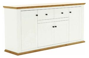 Comoda LEON MZ9, alb, stejar grand, PAL laminat/metal, 180x45x87 cm