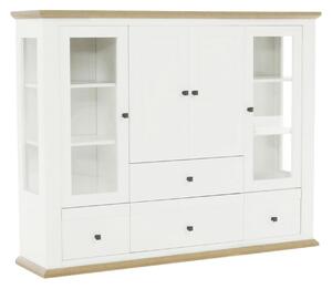 Vitrina LEON MZ6, alb/stejar deschis, PAL laminat, 165x40x130 cm
