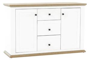 Comoda LEON MZ11, DTD laminat, alb/stejar grand, 140x45x87 cm
