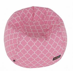 Fotoliu puf GOMBY, roz/alb, material textil, 60x50x60 cm