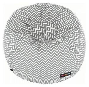 Fotoliu puf GOMBY, gri/alb, material textil, 60x50x60 cm