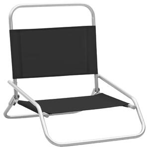 Scaune de plajă pliante, 2 buc., negru, material textil