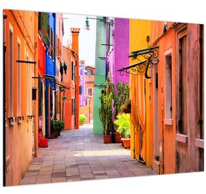 Tablou pe sticlă - Casa colorată în Burano, Veneția (70x50 cm)